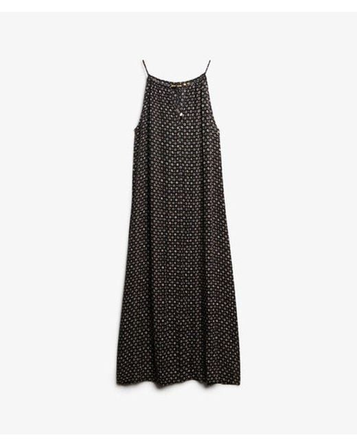 Superdry Black Floral Print Beach Cami Maxi Dress