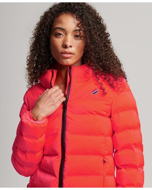 Superdry Heat Sealed Padded Jacket Cream / Hyper Fire Coral in Red | Lyst