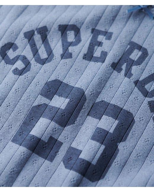 Superdry Blue & Co Athletic Essentials Graphic Pointelle Cami Top