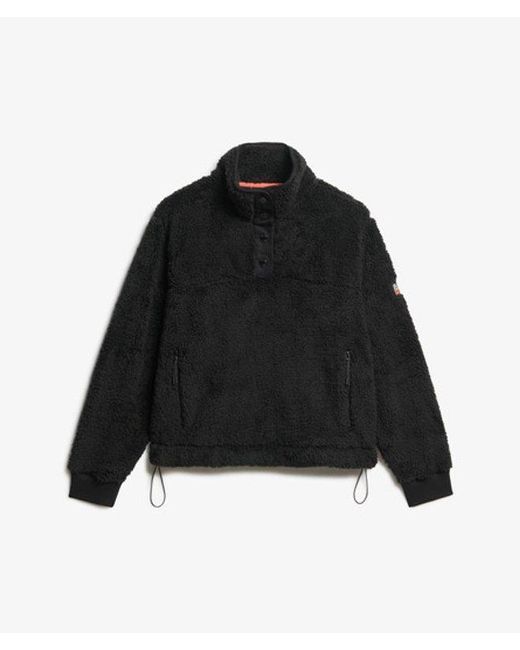 Superdry Black & Co Super Soft Popper Neck Teddy Fleece