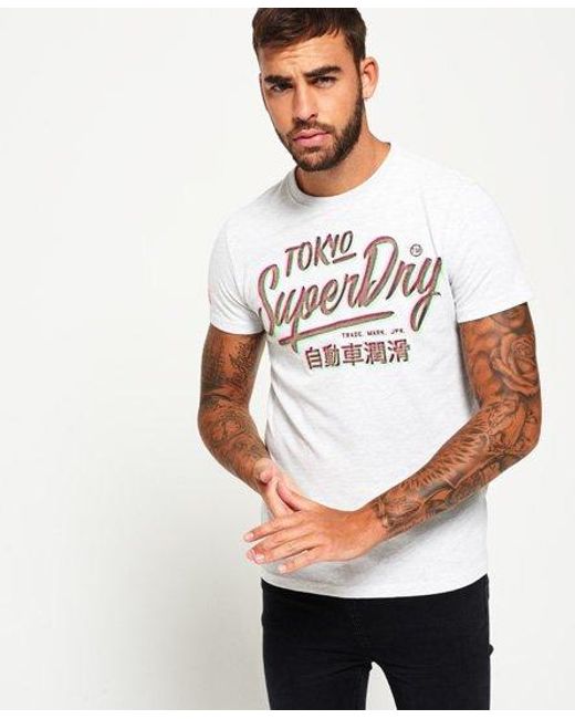 Superdry White Ticket Type T-Shirt Ice Marl for men