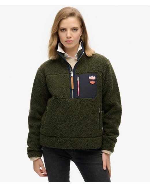 Superdry Green & Co Vintage Retro Half Zip Fleece Jumper