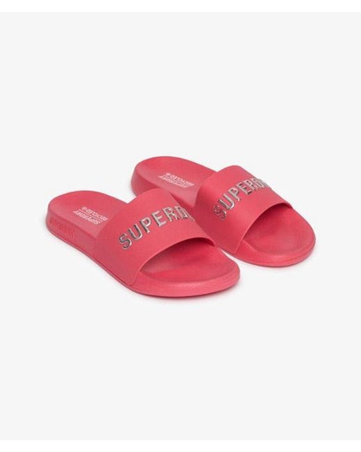 Superdry Pink Code Logo Pool Sliders