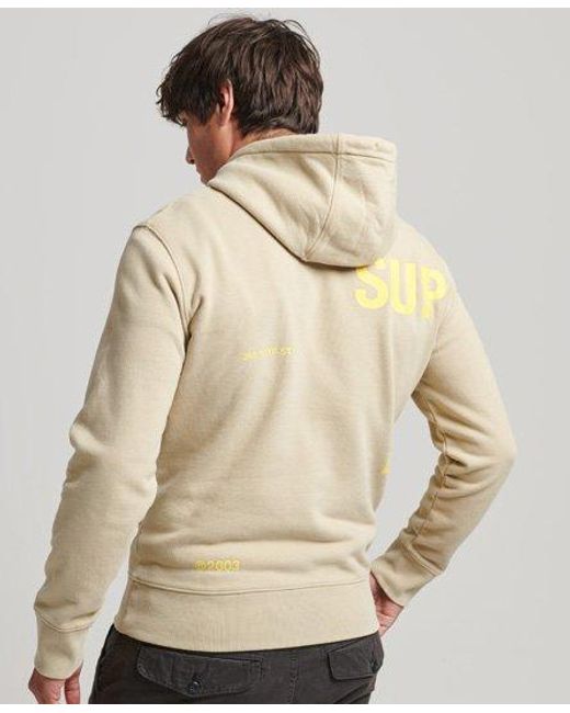 Superdry Natural Stacked Logo Print Loose Hoodie Explorer Sand for men
