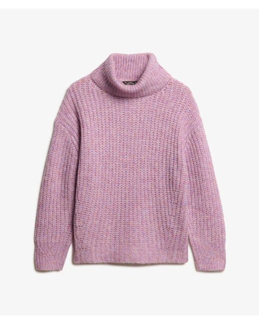 Superdry Pink & Co Brushed Rib Slouch Neck Jumper