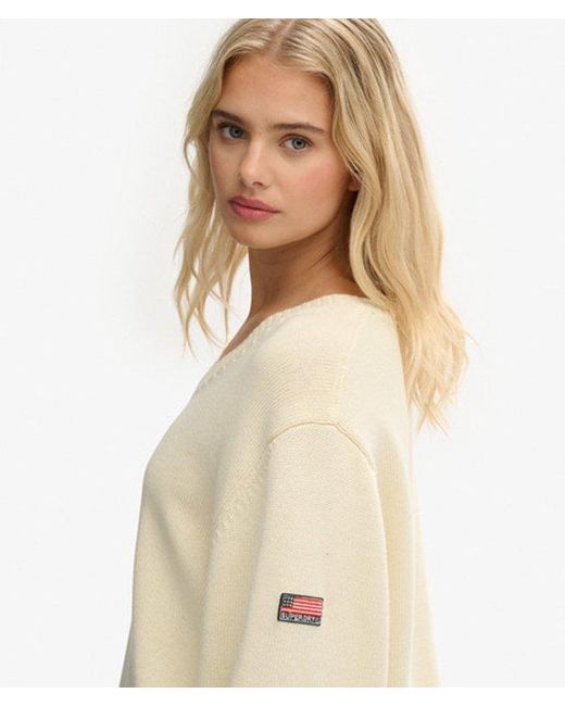 Superdry Oversized Trui Met V-hals in het Natural