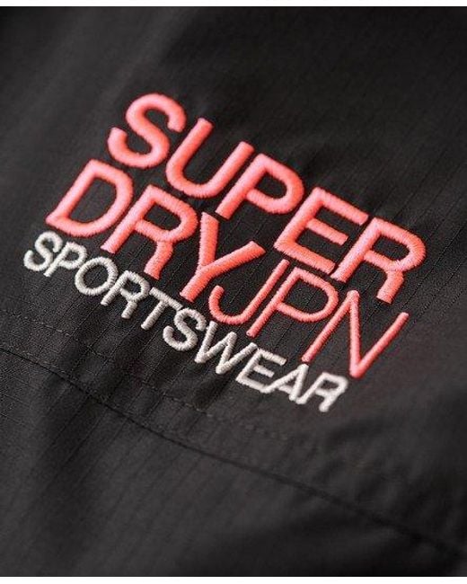 Superdry Black Hooded Embroidered Sd Windbreaker Jacket