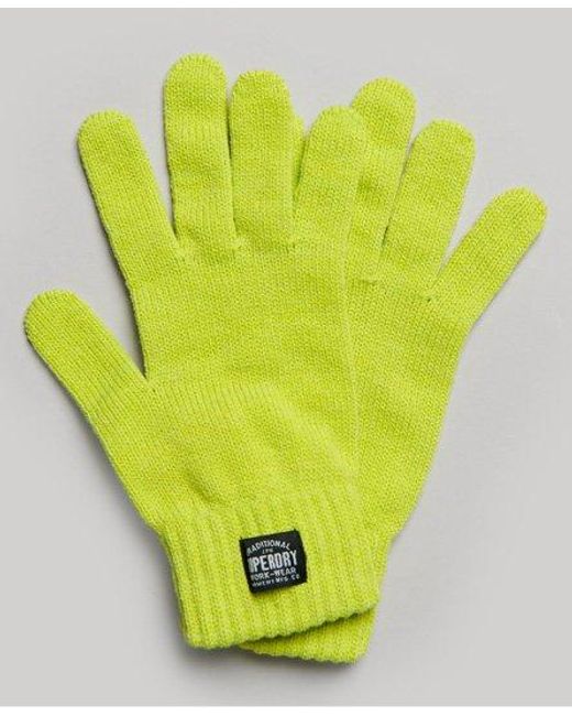 Superdry Klassieke Gebreide Handschoenen in het Yellow