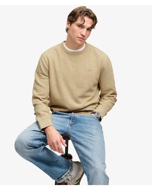 Superdry Natural & Co Essential Stacked Logo Crew Sweatshirt for men