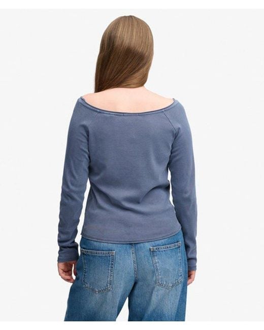 Superdry Blue & Co Bardot Off Shoulder Top