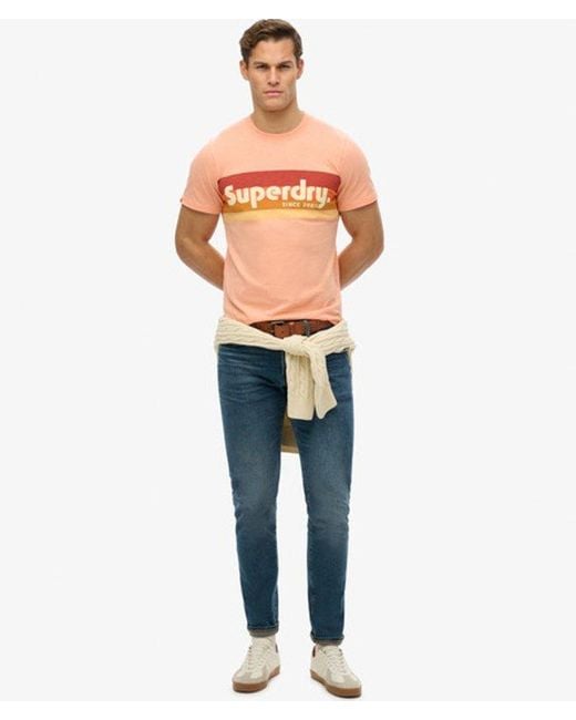 Superdry Red Terrain Logo Stripe Relaxed T-shirt for men