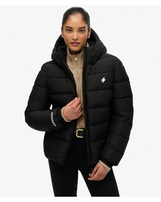 Superdry Black & Co Hooded Spirit Sports Puffer Jacket