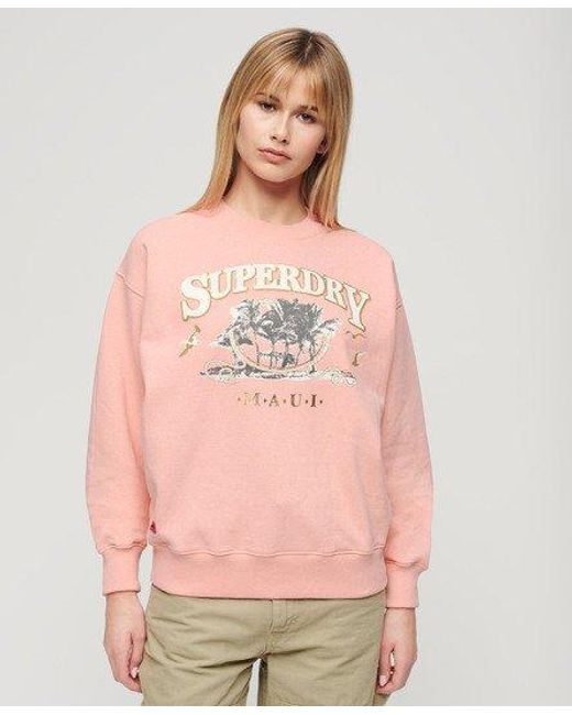 Superdry Brown Travel Souvenir Loose Sweatshirt