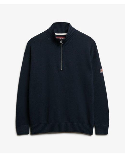 Superdry Blue & Co Slouchy Knitted Half Zip