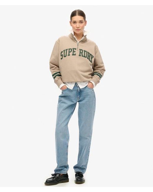 Superdry Natural & Co Athletic Essentials Applique Half Zip Sweatshirt
