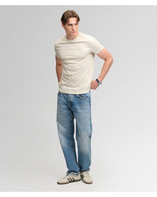 Superdry Gray & Co Essential Serif Logo Embroidered T-shirt for men