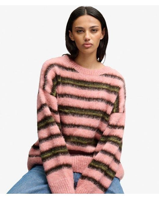 Superdry Red & Co Slouchy Brushed Stripe Knit Jumper