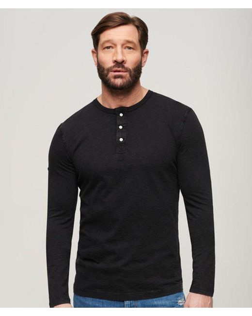 Superdry Black & Co Classic Long Sleeve Jersey Grandad Top for men