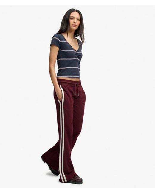 Superdry Red & Co Athletic Essentials Stripe Flare joggers