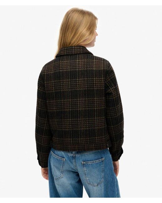 Superdry Blue & Co Checked Ranch Quilted Jacket