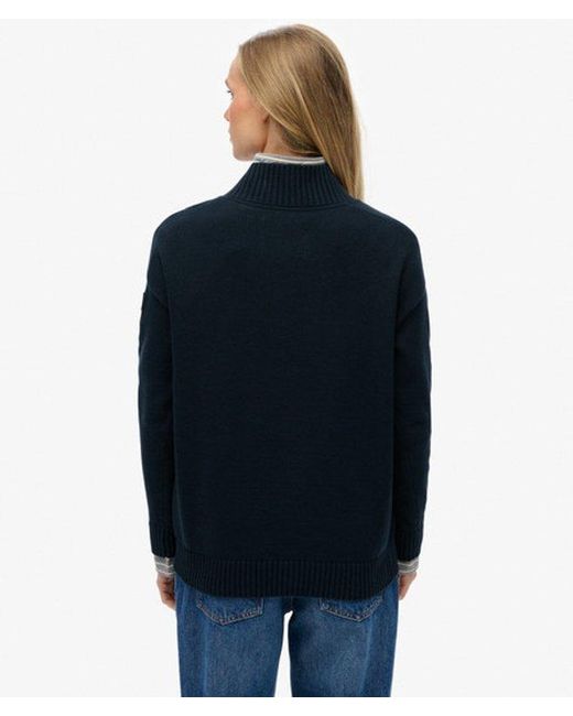 Superdry Blue & Co Slouchy Knitted Half Zip