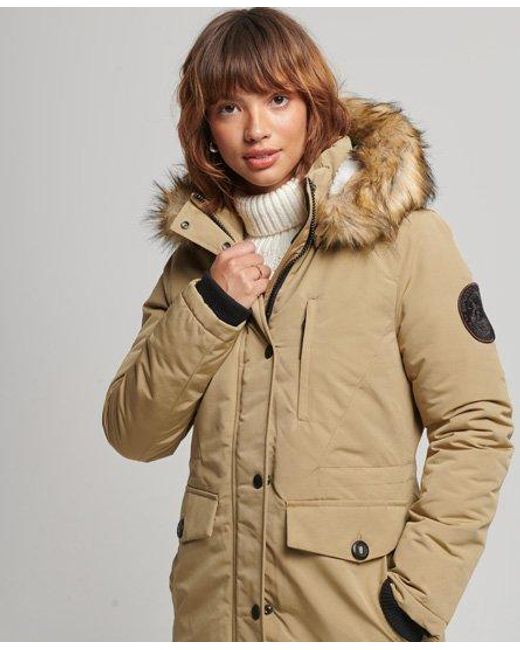Superdry Brown Hooded Everest Faux Fur Parka Coat