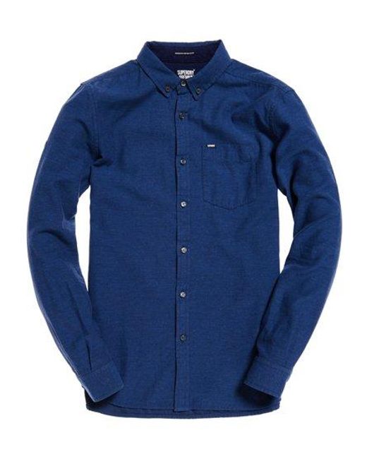 Superdry Blue Shoreditch Button Down Shirt Midnight for men