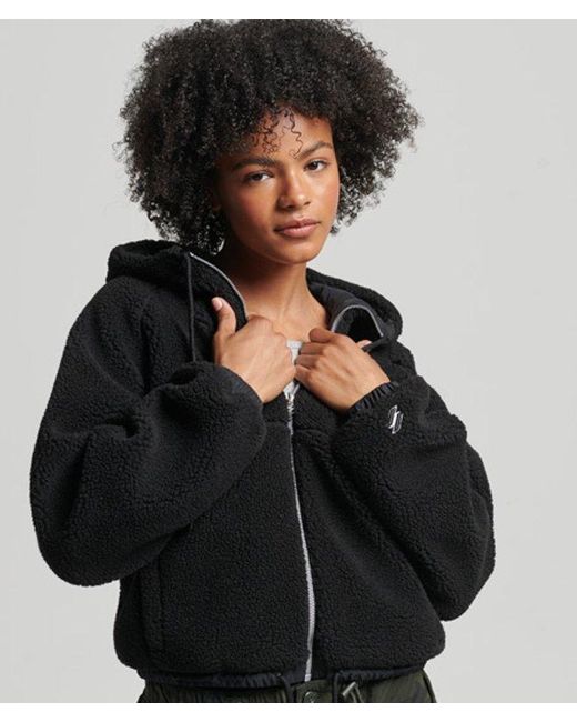 Superdry Black & Co Fully Lined Embroidered Borg Zip-through Hoodie