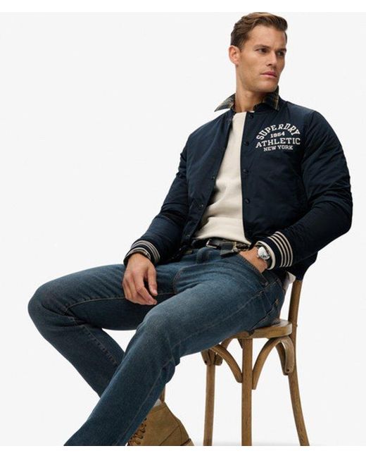 Superdry Blue & Co Athletic Varsity Bomber Jacket for men