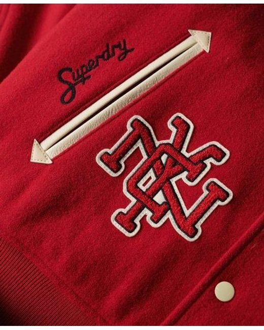 Superdry College Varsity Bomberjack Met Patches in het Red voor heren