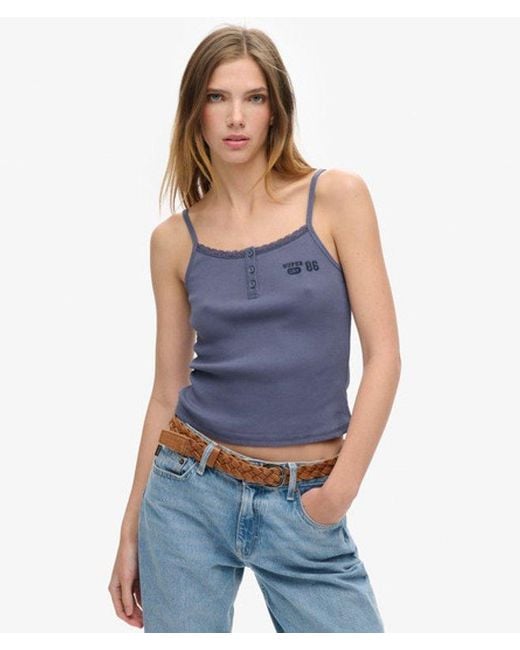 Superdry Blue & Co Athletic Essentials Graphic Button Cami
