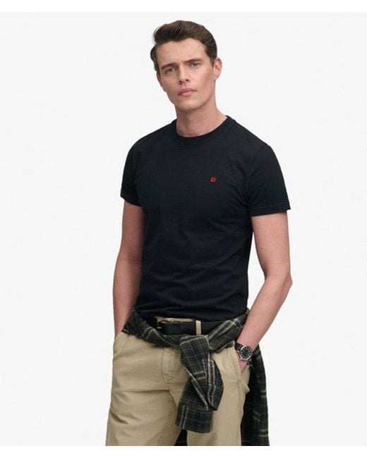 Superdry Black Sd & Co Logo Embroidered T-Shirt for men