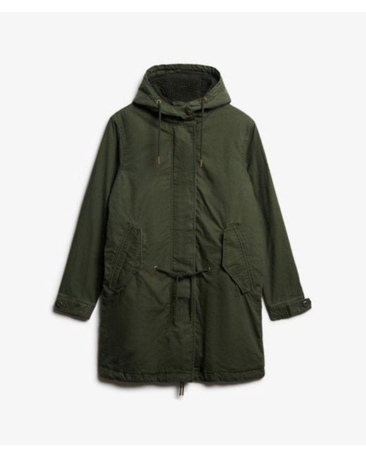Superdry Green Military Borg Fishtail Parka
