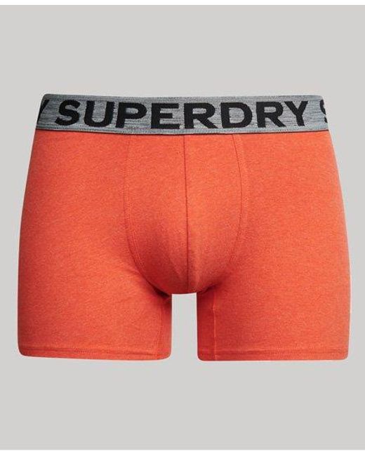 Superdry Triopak Boxershorts Van Biologisch Katoen in het Orange voor heren