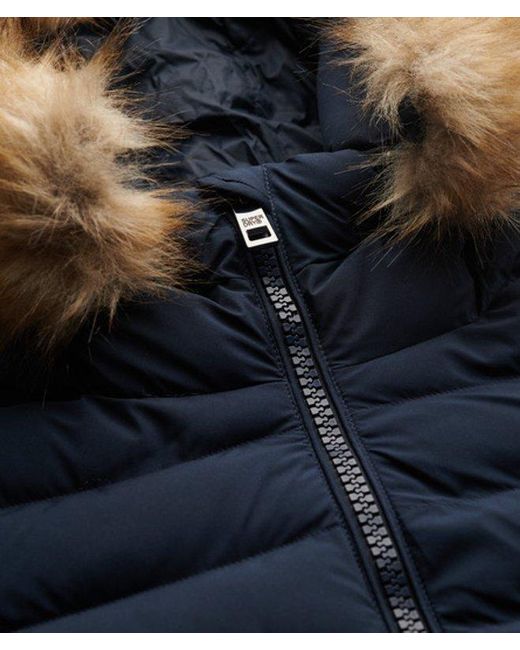 Superdry Blue & Co Fuji Faux Fur Hood Padded Jacket