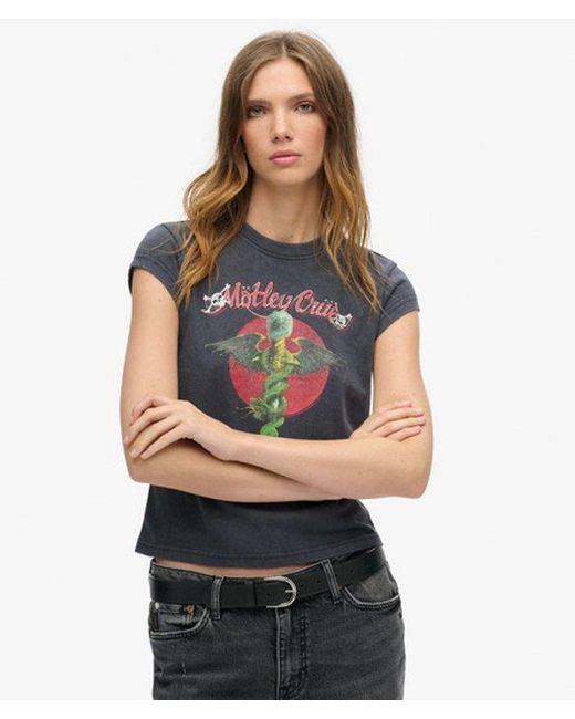 Superdry Gray & Co Motley Crue X & Co Cap Sleeve T-shirt