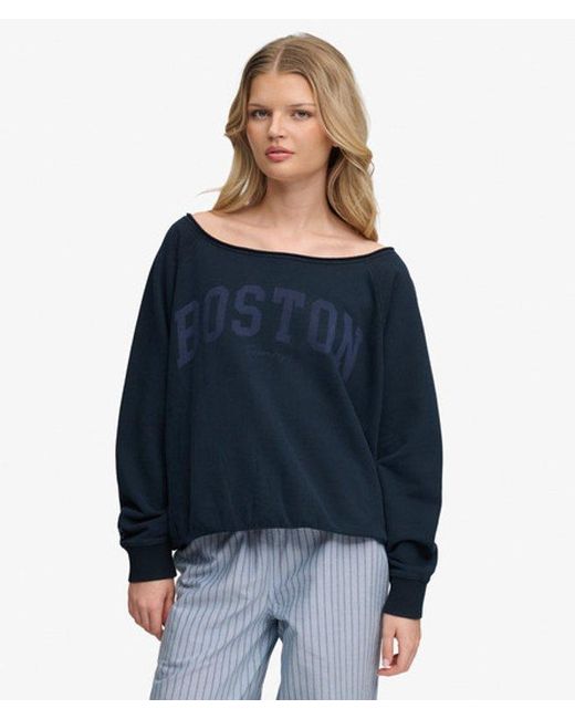 Superdry Blue & Co Athletic Essentials Bardot Crew Sweatshirt