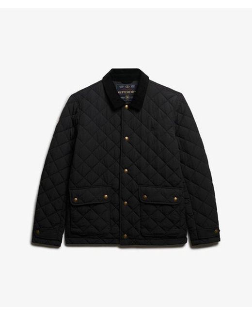 Superdry Black Quilted Estate Coach Jacket for men