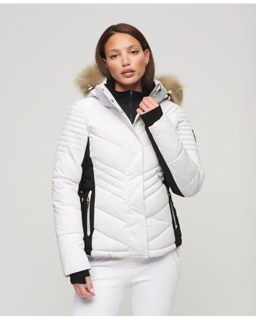 Superdry White Sport Ski Luxe Puffer Jacket