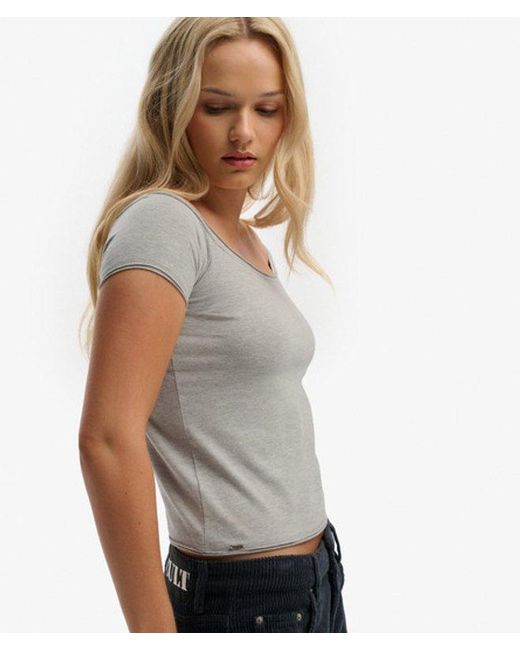 Superdry Gray & Co Bardot Short Sleeve Off Shoulder Top
