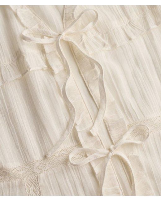 Superdry White & Co Long Sleeve Lace Tie Front Top