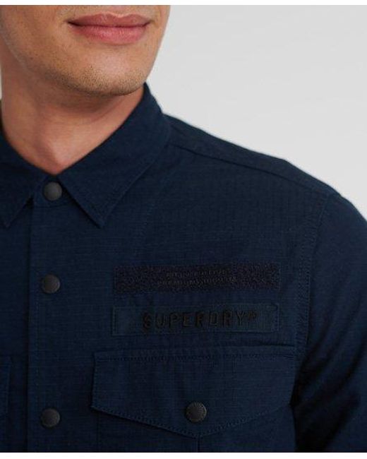 Superdry Blue Utility Field Edition Long Sleeved Shirt Eclipse for men