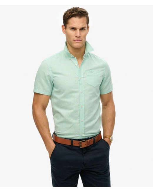 Superdry Green & Co Cotton Linen Short Sleeve Shirt for men