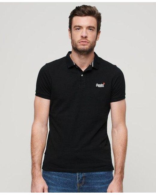 Superdry Black Classic Pique Polo Shirt for men