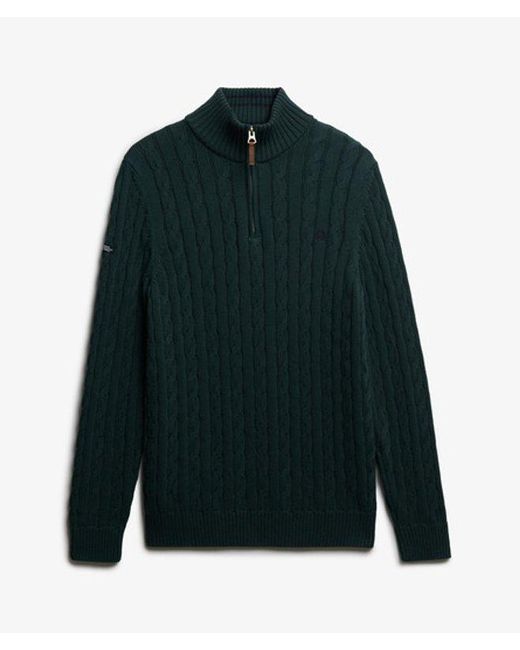 Homme Pull À Demi-Zip En Maille Torsadée En Coton Bio Taille Superdry pour homme en coloris Black