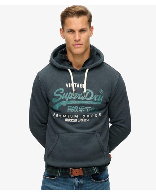 Superdry Gray & Co Graphic Print Duo Vintage Logo Hoodie for men