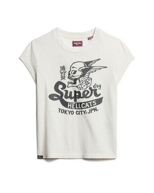 Superdry White Ladies Retro Rocker Short Sleeve T Shirt