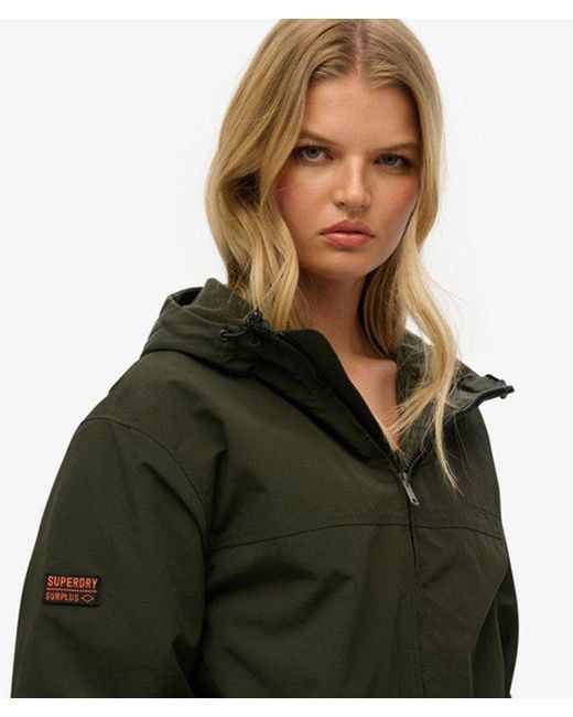 Superdry Black Oversized Surplus Nylon Hooded Bomber Jacket