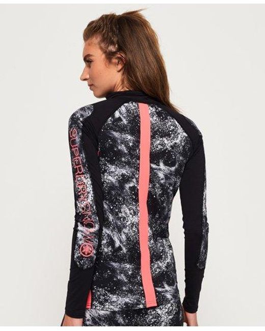Superdry Black Carbon Base Layer Zip Top Snow Spray