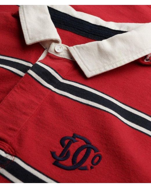 Superdry Gestreept Vintage Athletic Rugbyshirt in het Red voor heren